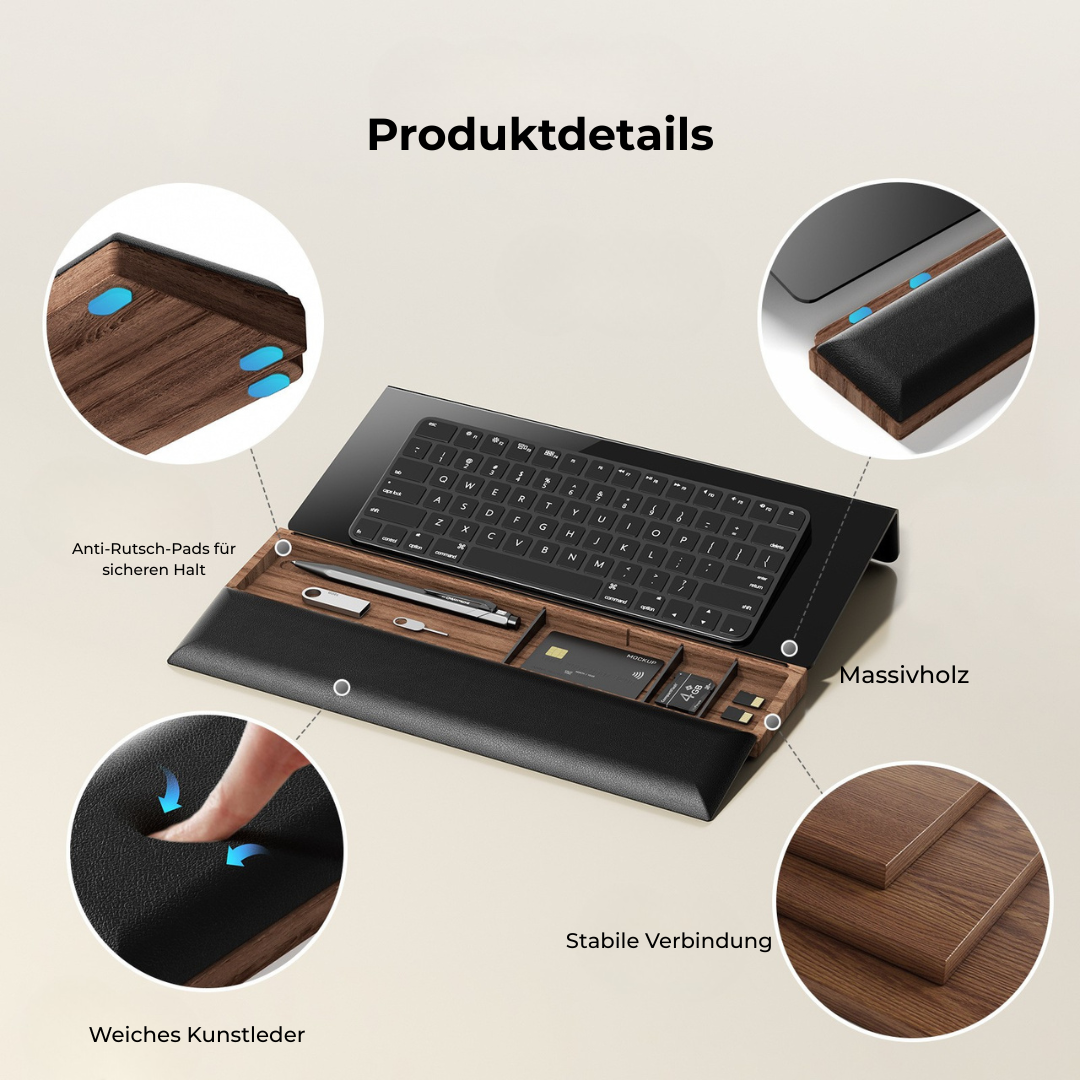 Ergonomische Tastatur Erhöhung aus Holz